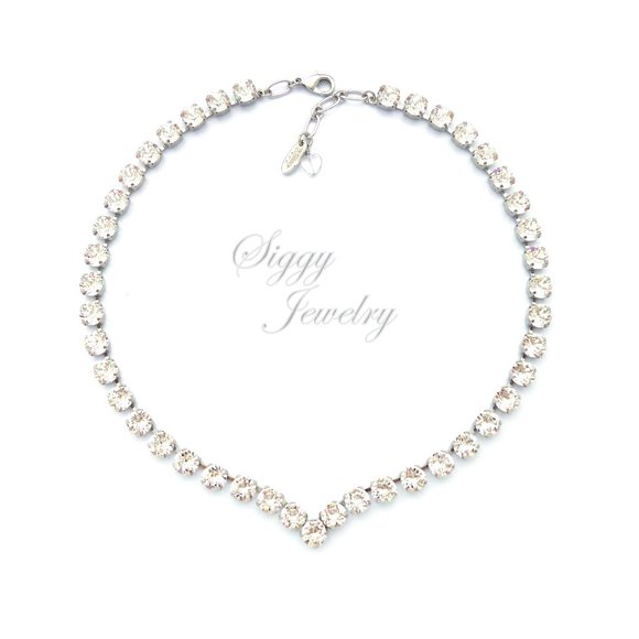 Swarovski® 8mm Crystal V-Shaped Bridal Necklace
